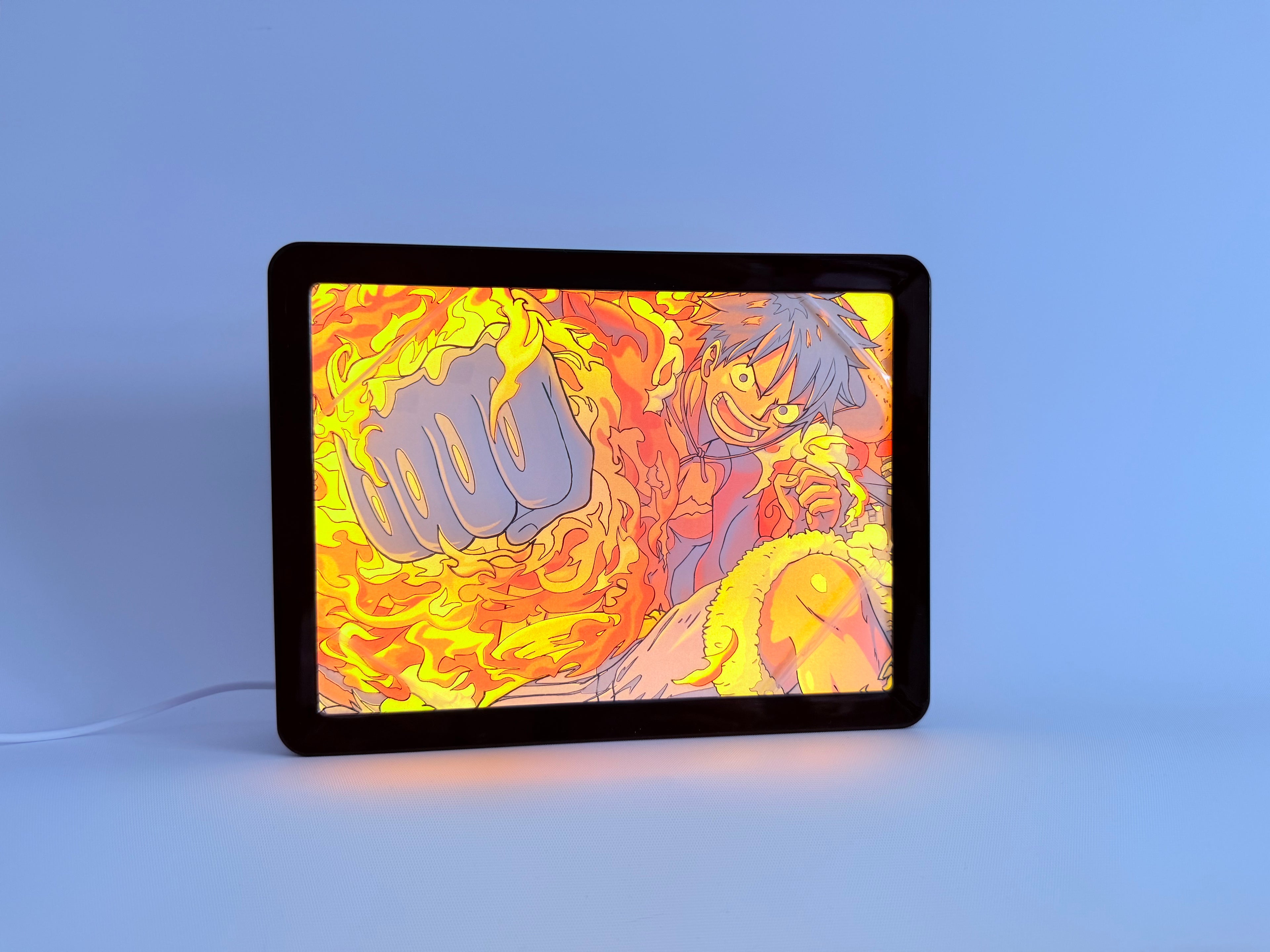Fire luffy one piece anime 3d light box